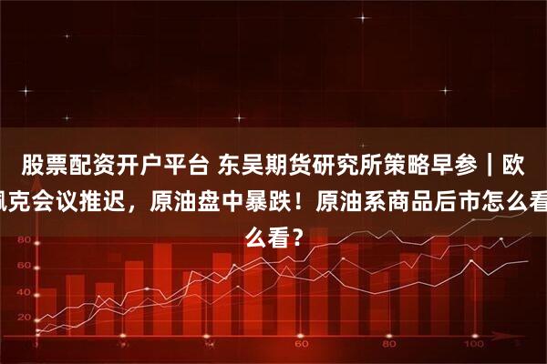 股票配资开户平台 东吴期货研究所策略早参｜欧佩克会议推迟，原油盘中暴跌！原油系商品后市怎么看？