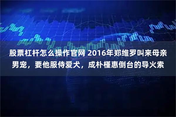 股票杠杆怎么操作官网 2016年郑维罗叫来母亲男宠，要他服侍爱犬，成朴槿惠倒台的导火索